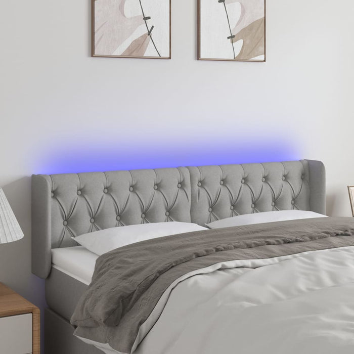 Tăblie de pat cu LED, gri deschis, 163x16x78/88 cm, textil WALTI