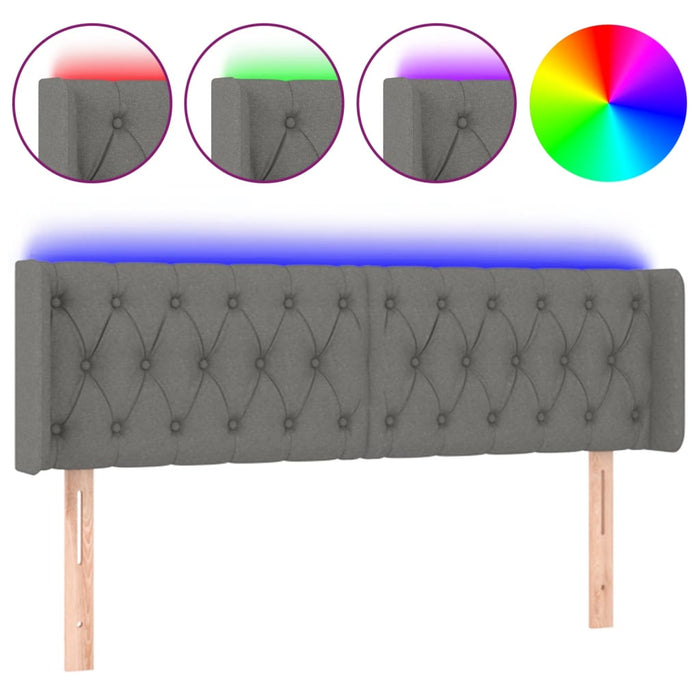 Tăblie de pat cu LED, gri închis, 163x16x78/88 cm, textil WALTI