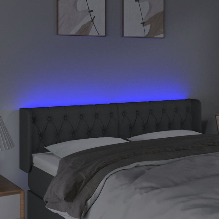 Tăblie de pat cu LED, gri închis, 163x16x78/88 cm, textil WALTI