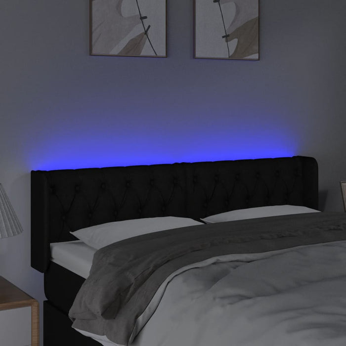 Tăblie de pat cu LED, negru, 163x16x78/88 cm, textil - WALTI WALTI