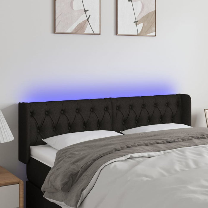 Tăblie de pat cu LED, negru, 163x16x78/88 cm, textil - WALTI WALTI
