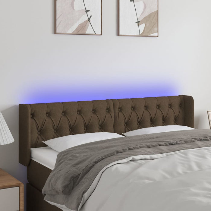 Tăblie de pat cu LED, maro închis, 163x16x78/88 cm, textil - WALTI WALTI