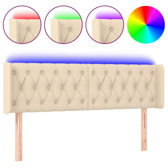 Tăblie de pat cu LED, crem, 163x16x78/88 cm, textil - WALTI WALTI