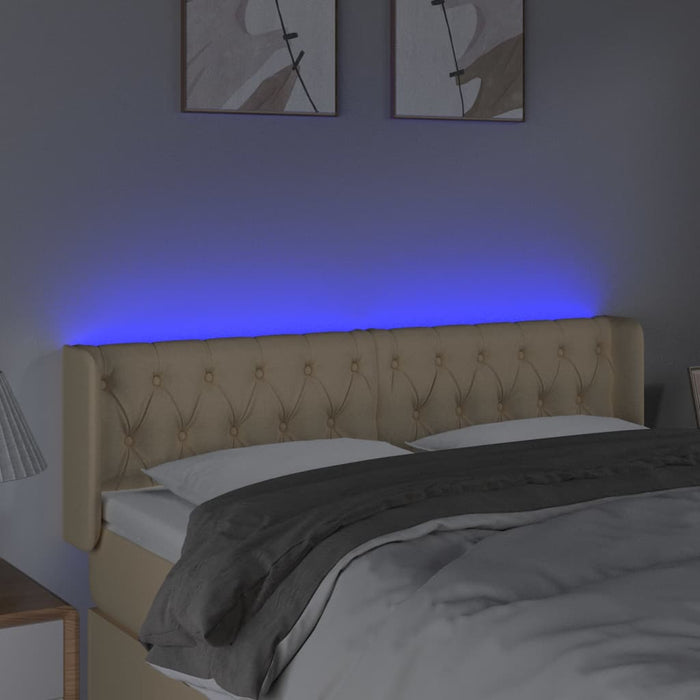 Tăblie de pat cu LED, crem, 163x16x78/88 cm, textil - WALTI WALTI