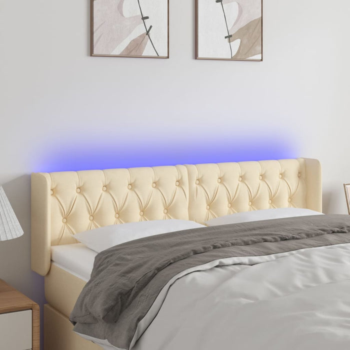 Tăblie de pat cu LED, crem, 163x16x78/88 cm, textil - WALTI WALTI