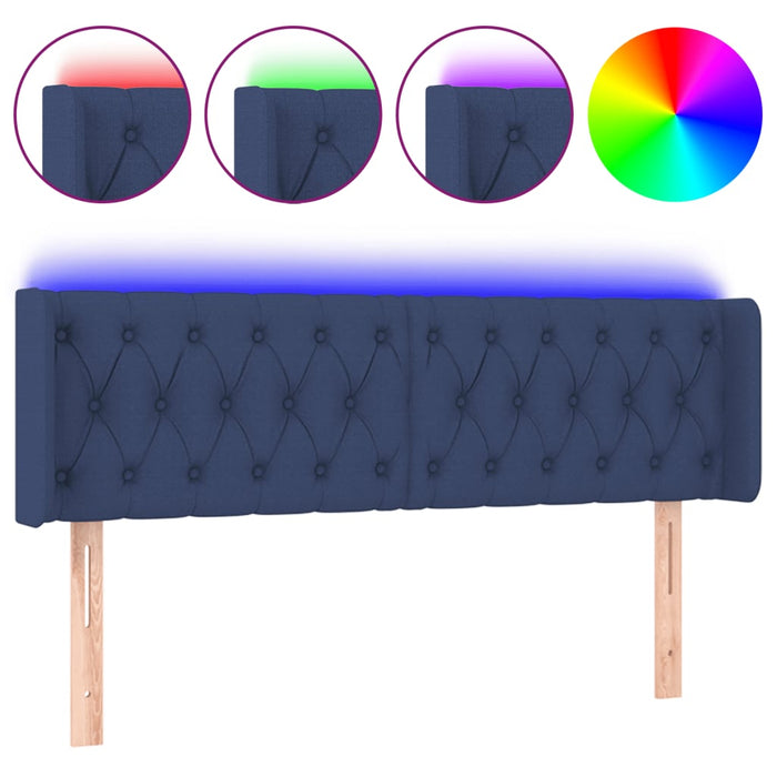 Tăblie de pat cu LED, albastru, 163x16x78/88 cm, textil - WALTI WALTI
