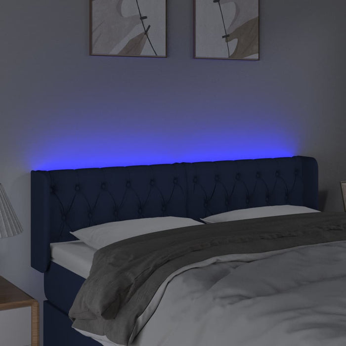 Tăblie de pat cu LED, albastru, 163x16x78/88 cm, textil - WALTI WALTI