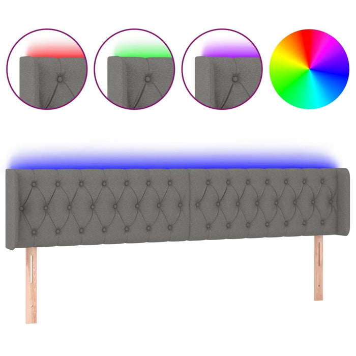 Tăblie de pat cu LED, gri închis, 183x16x78/88 cm, textil - WALTI WALTI