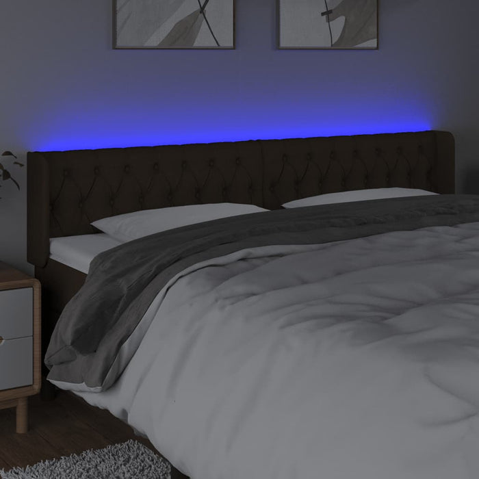Tăblie de pat cu LED, maro închis, 183x16x78/88 cm, textil - WALTI WALTI