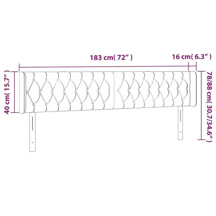Tăblie de pat cu LED, maro închis, 183x16x78/88 cm, textil - WALTI WALTI