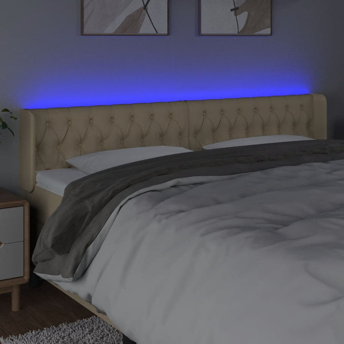 Tăblie de pat cu LED, crem, 183x16x78/88 cm, textil - WALTI WALTI