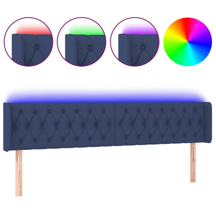 Tăblie de pat cu LED, albastru, 183x16x78/88 cm, textil - WALTI WALTI