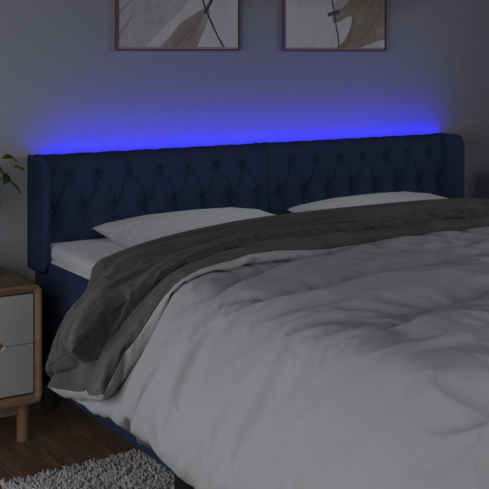 Tăblie de pat cu LED, albastru, 183x16x78/88 cm, textil - WALTI WALTI