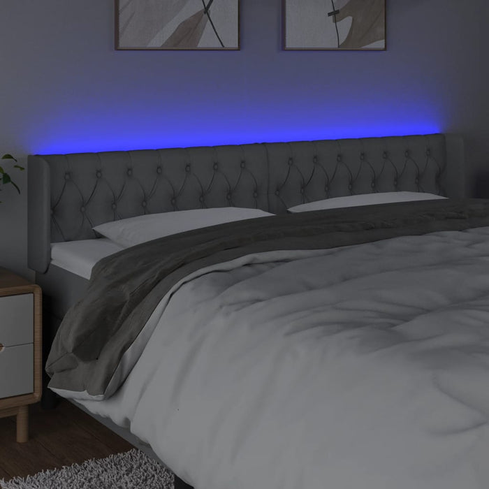 Tăblie de pat cu LED, gri deschis, 203x16x78/88 cm, textil - WALTI WALTI
