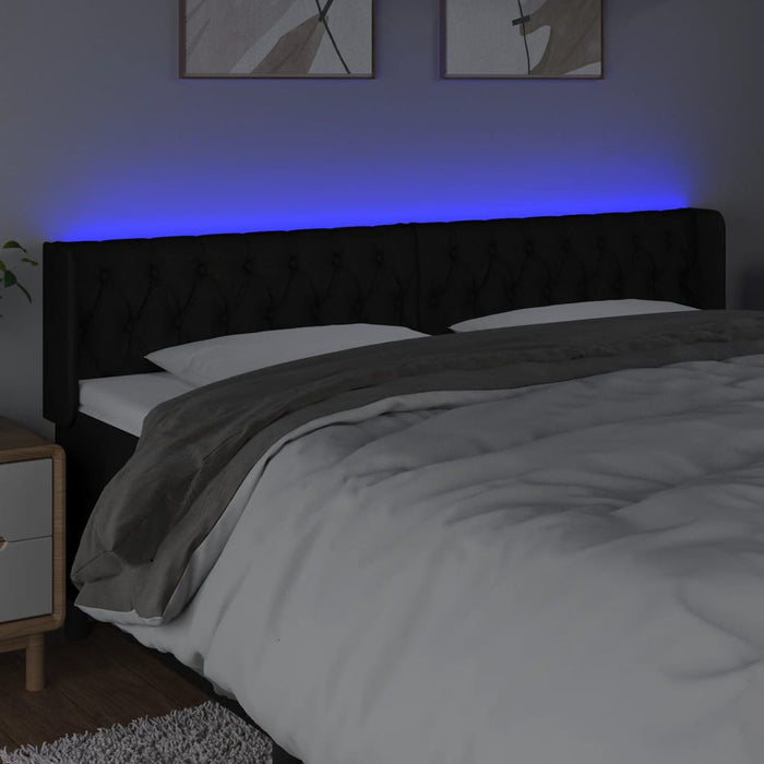 Tăblie de pat cu LED, negru, 203x16x78/88 cm, textil - WALTI WALTI