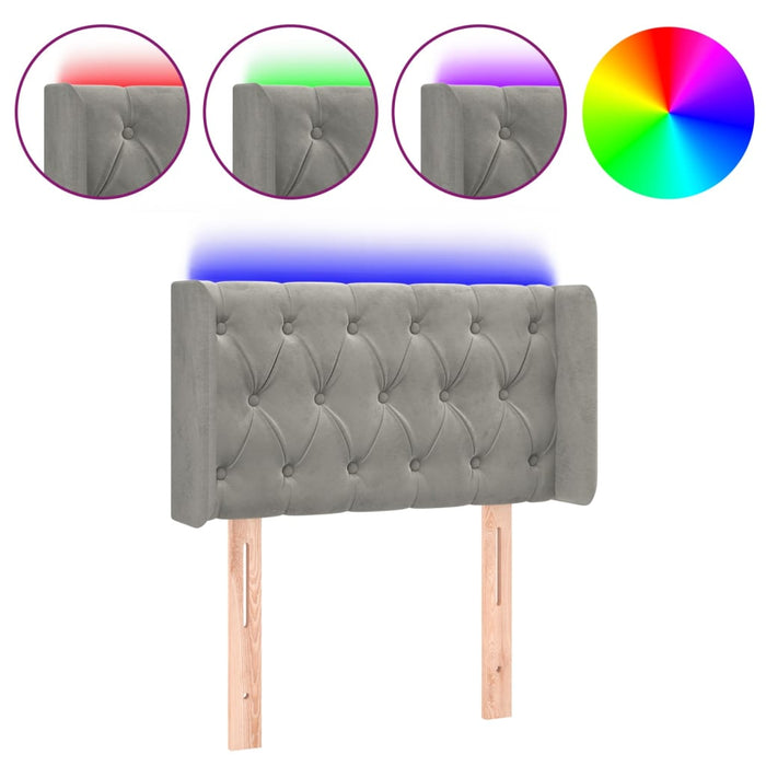 Tăblie de pat cu LED, gri deschis, 83x16x78/88 cm, catifea - WALTI WALTI