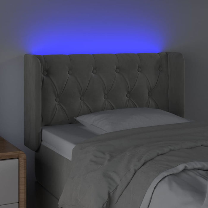 Tăblie de pat cu LED, gri deschis, 83x16x78/88 cm, catifea - WALTI WALTI