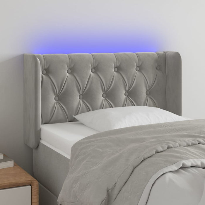 Tăblie de pat cu LED, gri deschis, 83x16x78/88 cm, catifea - WALTI WALTI