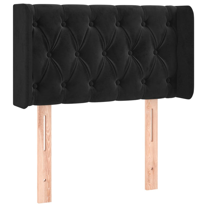 Tăblie de pat cu LED, negru, 83x16x78/88 cm, catifea WALTI