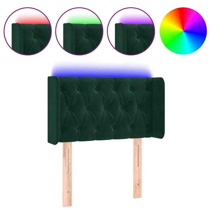 Tăblie de pat cu LED, verde închis, 83x16x78/88 cm, catifea - WALTI WALTI