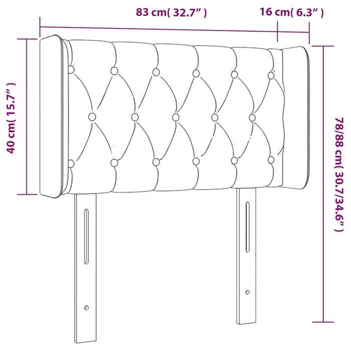 Tăblie de pat cu LED, verde închis, 83x16x78/88 cm, catifea - WALTI WALTI