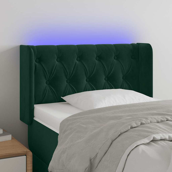 Tăblie de pat cu LED, verde închis, 83x16x78/88 cm, catifea - WALTI WALTI