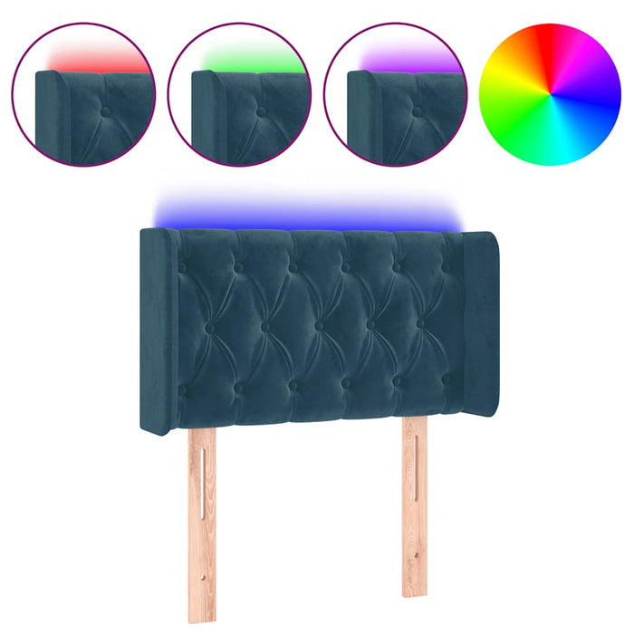Tăblie de pat cu LED, albastru închis, 83x16x78/88 cm, catifea - WALTI WALTI