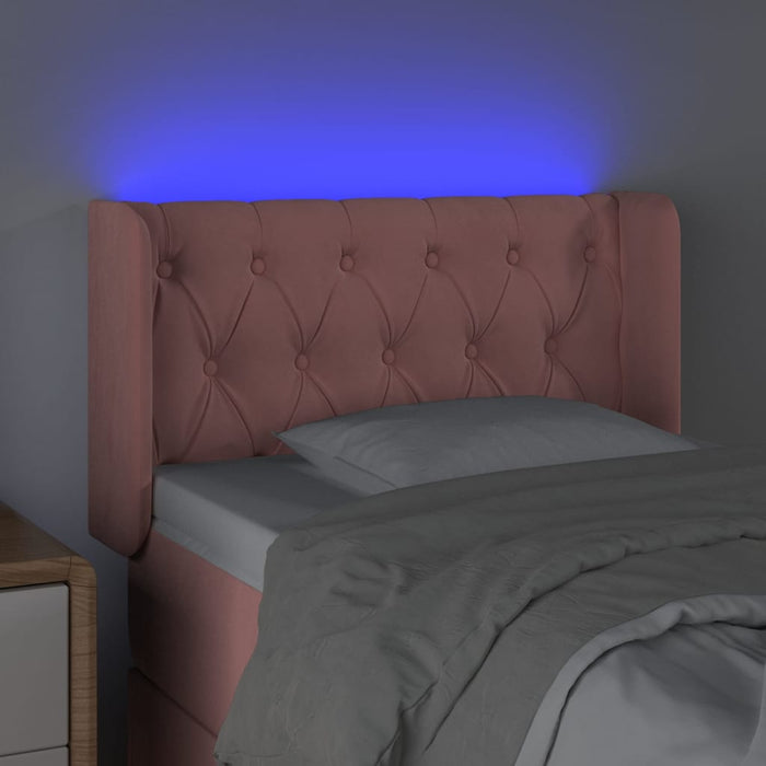 Tăblie de pat cu LED, roz, 83x16x78/88 cm, catifea WALTI