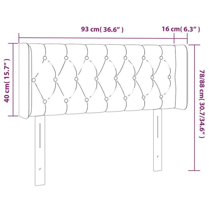 Tăblie de pat cu LED, gri deschis, 93x16x78/88 cm, catifea - WALTI WALTI