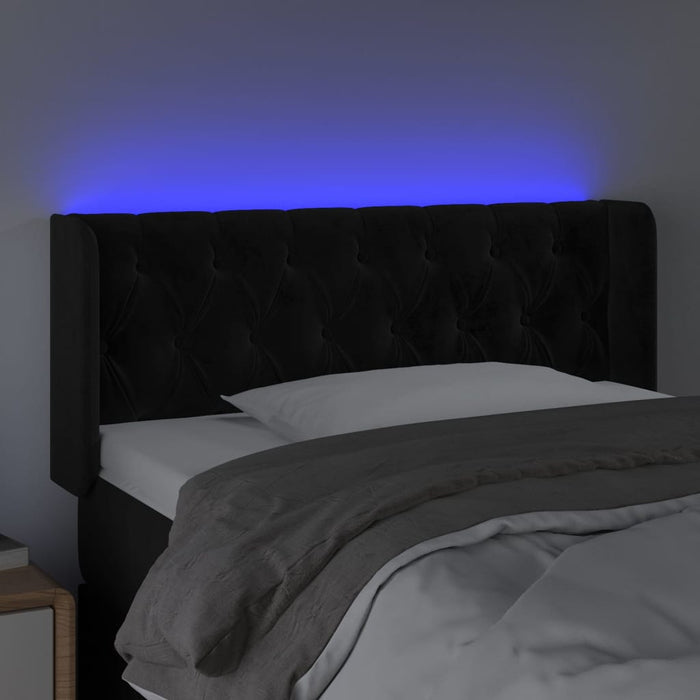 Tăblie de pat cu LED, negru, 93x16x78/88 cm, catifea - WALTI WALTI