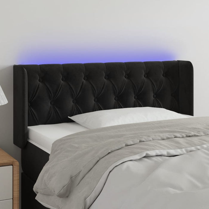 Tăblie de pat cu LED, negru, 93x16x78/88 cm, catifea - WALTI WALTI
