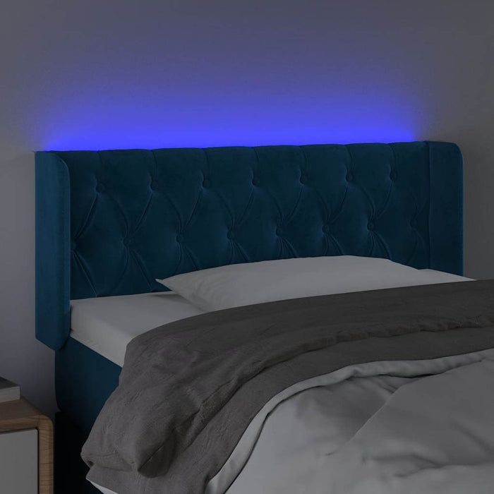 Tăblie de pat cu LED, albastru închis, 93x16x78/88 cm, catifea - WALTI WALTI