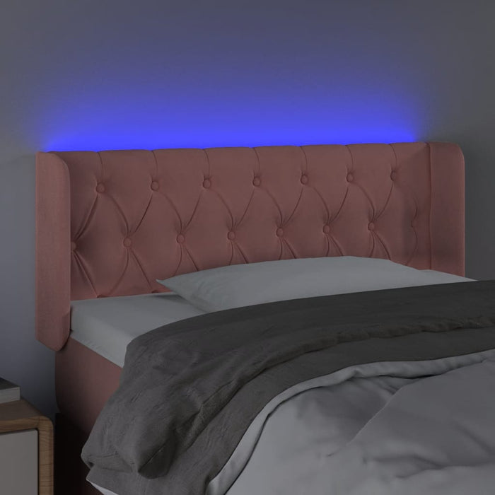 Tăblie de pat cu LED, roz, 93x16x78/88 cm, catifea - WALTI WALTI