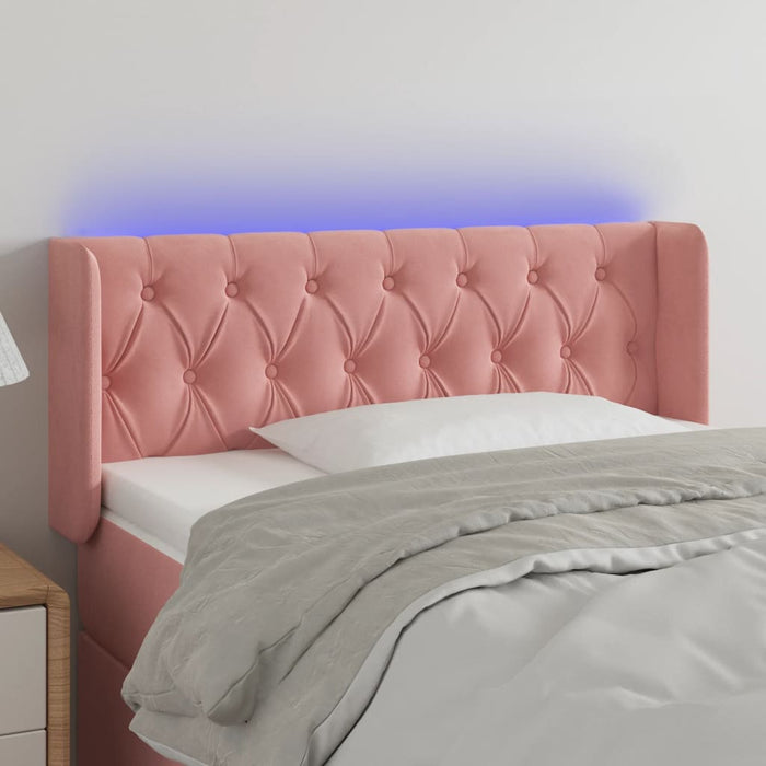 Tăblie de pat cu LED, roz, 93x16x78/88 cm, catifea - WALTI WALTI