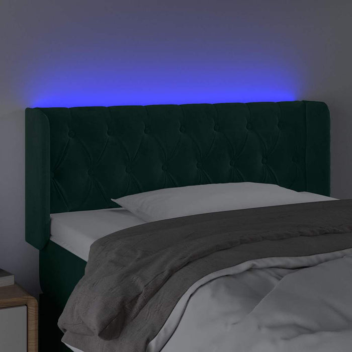 Tăblie de pat cu LED, verde închis, 103x16x78/88 cm, catifea - WALTI WALTI
