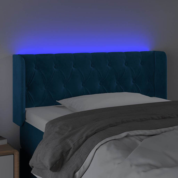Tăblie de pat cu LED, albastru închis, 103x16x78/88 cm, catifea - WALTI WALTI