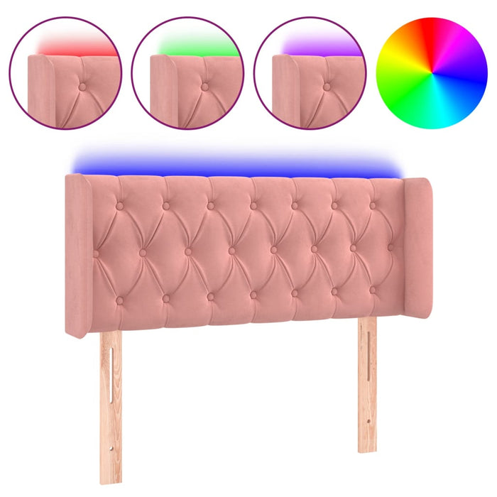 Tăblie de pat cu LED, roz, 103x16x78/88 cm, catifea - WALTI WALTI