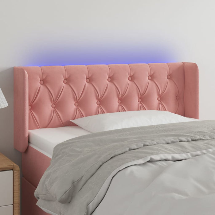 Tăblie de pat cu LED, roz, 103x16x78/88 cm, catifea - WALTI WALTI
