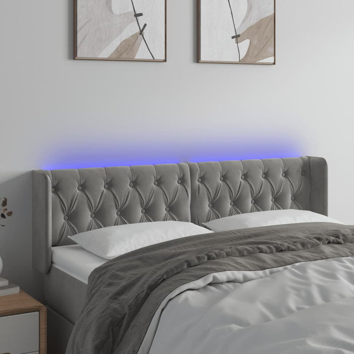 Tăblie de pat cu LED, gri deschis, 147x16x78/88 cm, catifea - WALTI WALTI