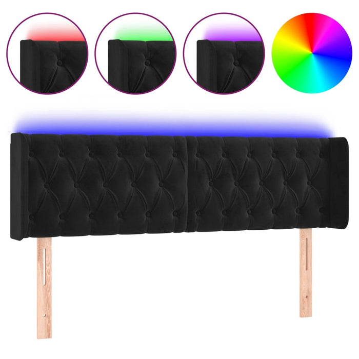 Tăblie de pat cu LED, negru, 147x16x78/88 cm, catifea - WALTI WALTI