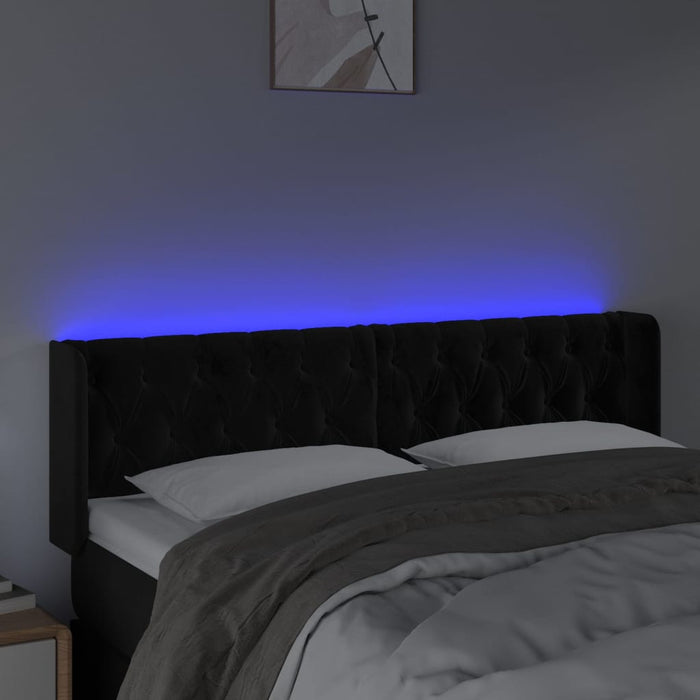 Tăblie de pat cu LED, negru, 147x16x78/88 cm, catifea - WALTI WALTI