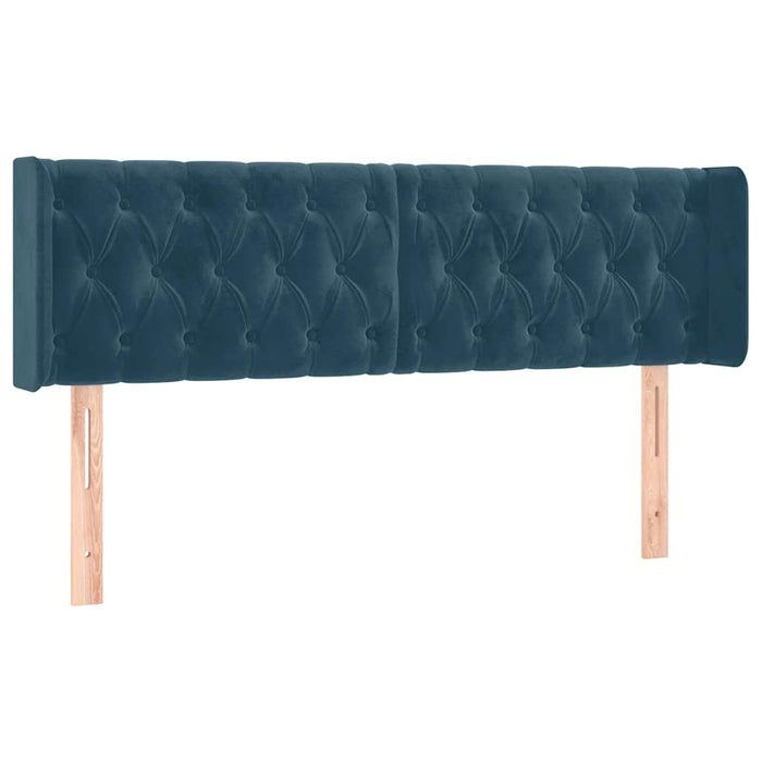 Tăblie de pat cu LED, albastru închis, 147x16x78/88 cm, catifea WALTI
