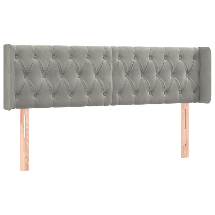 Tăblie de pat cu LED, gri deschis, 163x16x78/88 cm, catifea WALTI