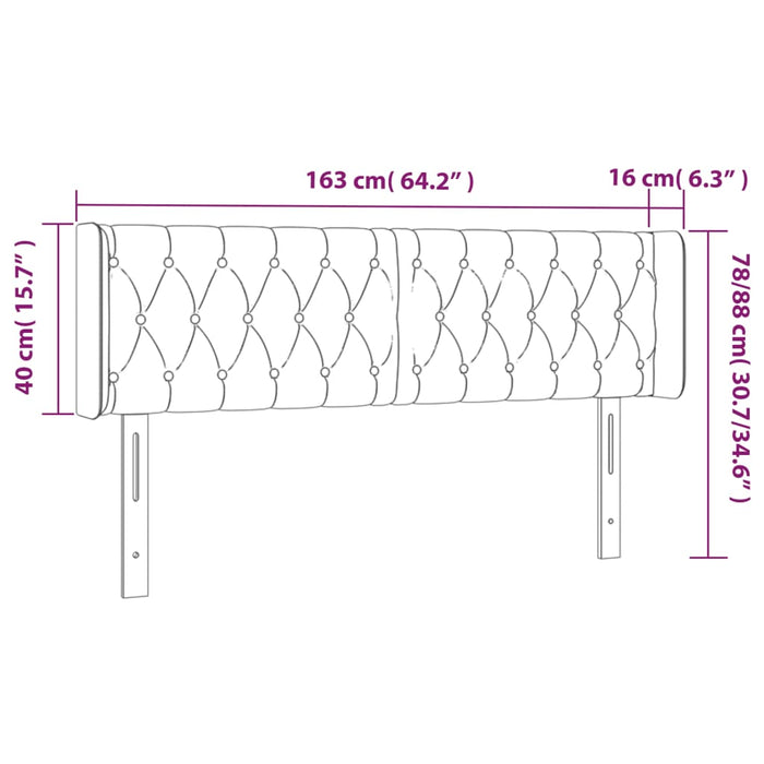 Tăblie de pat cu LED, roz, 163x16x78/88 cm, catifea - WALTI WALTI