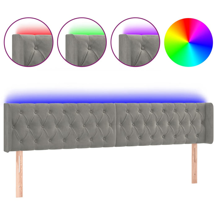 Tăblie de pat cu LED, gri deschis, 183x16x78/88 cm, catifea - WALTI WALTI