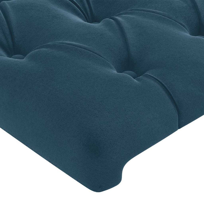 Tăblie de pat cu LED, albastru închis, 183x16x78/88 cm, catifea WALTI