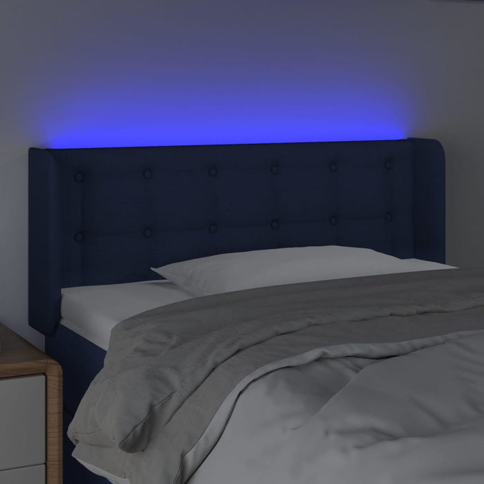 Tăblie de pat cu LED, albastru, 83x16x78/88 cm, textil - WALTI WALTI