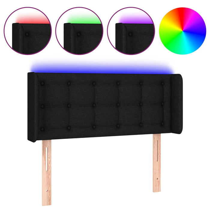Tăblie de pat cu LED, negru, 93x16x78/88 cm, textil - WALTI WALTI