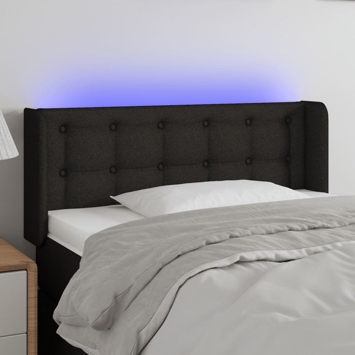 Tăblie de pat cu LED, negru, 93x16x78/88 cm, textil - WALTI WALTI