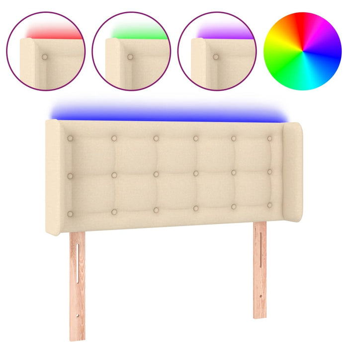Tăblie de pat cu LED, crem, 93x16x78/88 cm, textil - WALTI WALTI